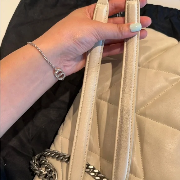 RELISTING FOR ORIGINAL BUYER. Preloved YSL Cream Leather Shoulder Bag FULL SET - Picture 11 of 16